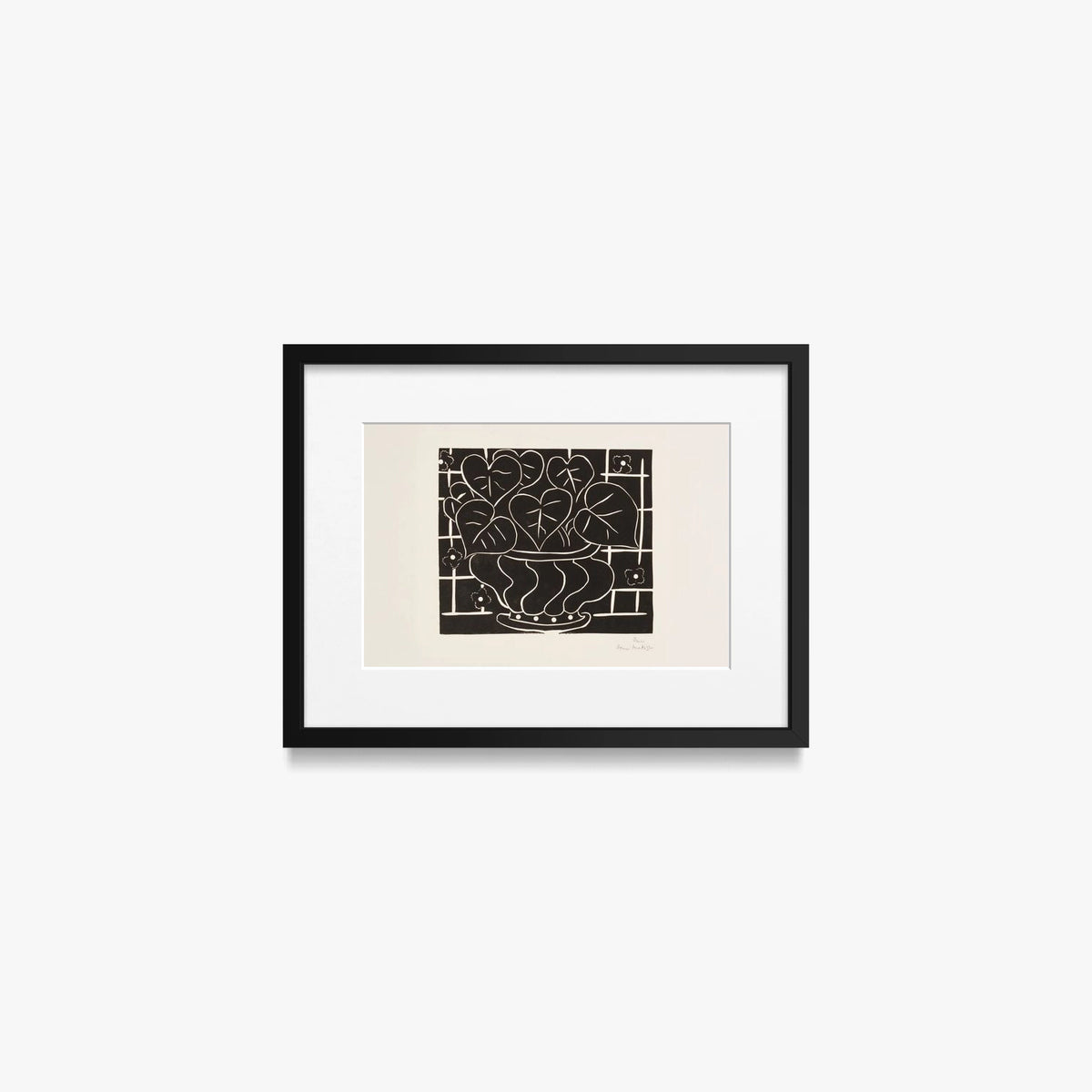 Cesto di Begonie I - Henri Matisse, opera di Henri Matisse (Art Déco), stampa con passepartout e cornice nera, 40x30cm