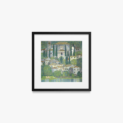 Chiesa a Cassone - Gustav Klimt, opera di Gustav Klimt (Secessione Viennese), stampa con passepartout e cornice nera, 40x40cm