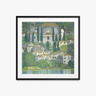 Chiesa a Cassone - Gustav Klimt, opera di Gustav Klimt (Secessione Viennese), stampa con passepartout e cornice nera, 50x50cm