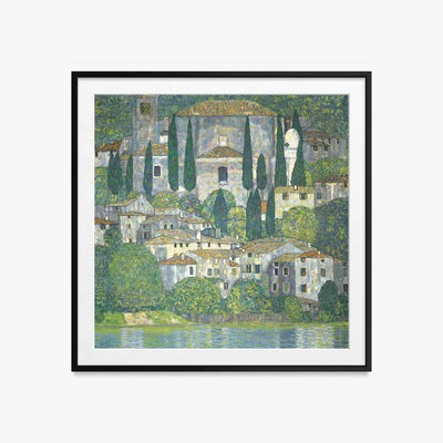 Chiesa a Cassone - Gustav Klimt, opera di Gustav Klimt (Secessione Viennese), stampa con passepartout e cornice nera, 60x60cm