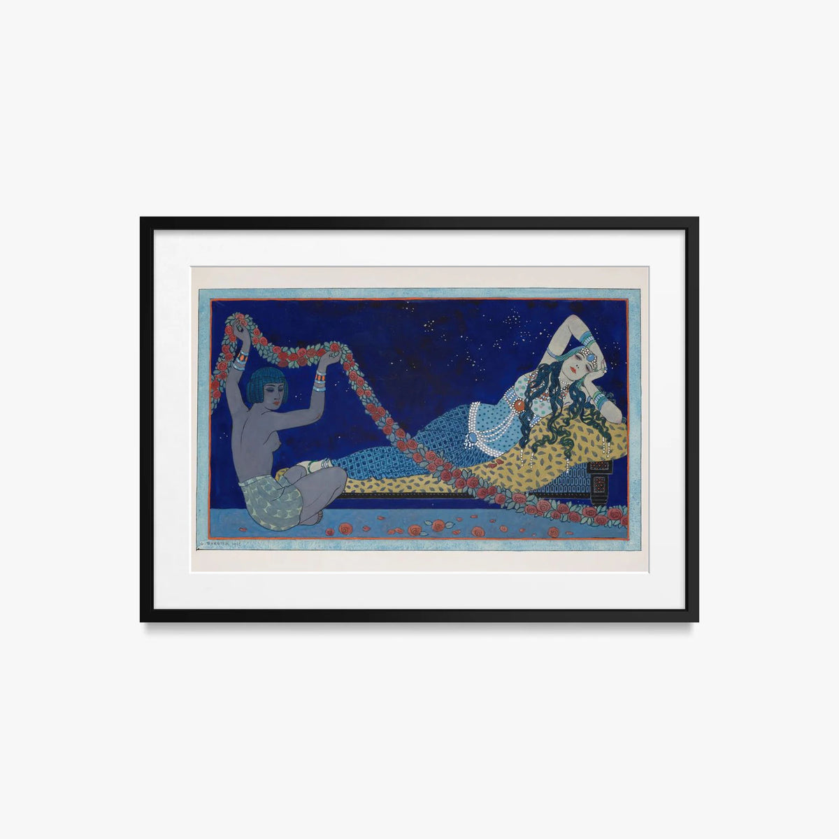 Cleopatra - George Barbier, opera di George Barbier (Art Déco), stampa con passepartout e cornice nera, 70x50cm