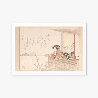 Cortigiana sulla Veranda - Kubo Shunman, opera di Kubo Shunman (Ukiyo-e), stampa artistica su carta, 115x80cm