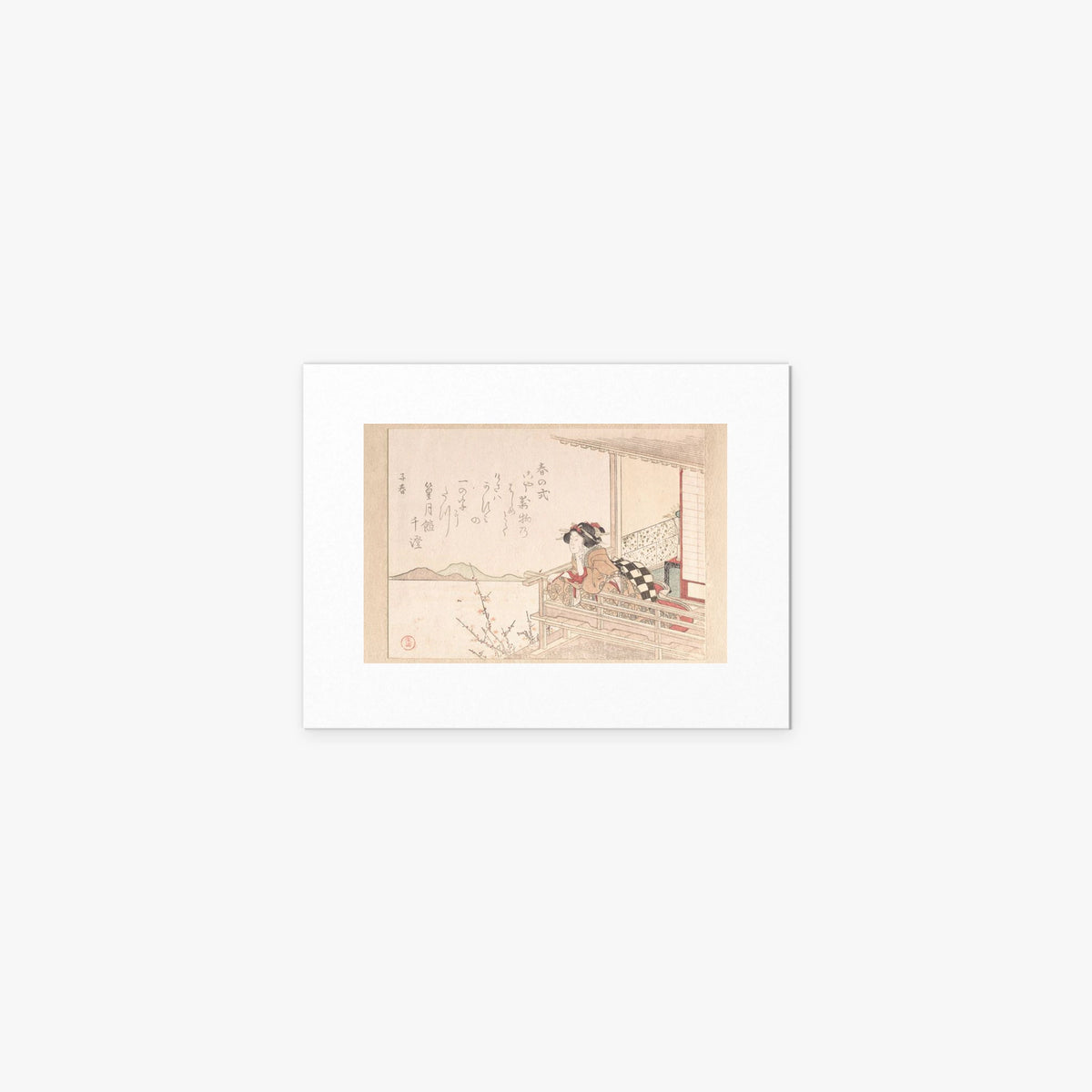Cortigiana sulla Veranda - Kubo Shunman, opera di Kubo Shunman (Ukiyo-e), stampa artistica su carta, 40x30cm