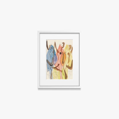 Danza dei Colori - Ernst Ludwig Kirchner, opera di Ernst Ludwig Kirchner (Espressionismo), stampa con passepartout e cornice bianca, 30x40cm