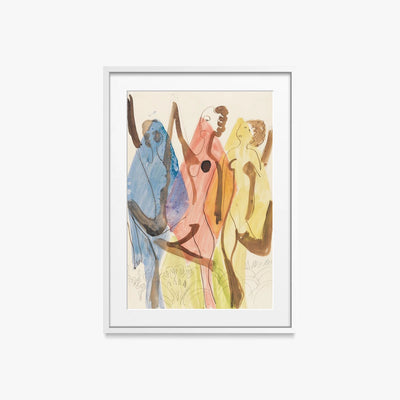 Danza dei Colori - Ernst Ludwig Kirchner, opera di Ernst Ludwig Kirchner (Espressionismo), stampa con passepartout e cornice bianca, 50x70cm