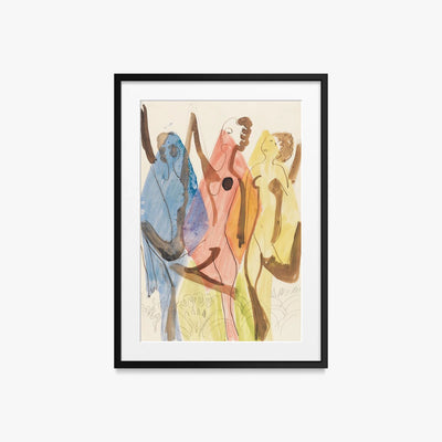 Danza dei Colori - Ernst Ludwig Kirchner, opera di Ernst Ludwig Kirchner (Espressionismo), stampa con passepartout e cornice nera, 50x70cm