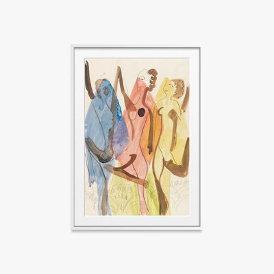 Danza dei Colori - Ernst Ludwig Kirchner, opera di Ernst Ludwig Kirchner (Espressionismo), stampa con passepartout e cornice bianca, 60x85cm