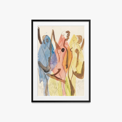 Danza dei Colori - Ernst Ludwig Kirchner, opera di Ernst Ludwig Kirchner (Espressionismo), stampa con passepartout e cornice nera, 60x85cm