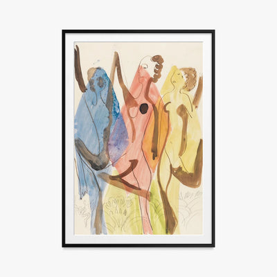 Danza dei Colori - Ernst Ludwig Kirchner, opera di Ernst Ludwig Kirchner (Espressionismo), stampa con passepartout e cornice nera, 80x115cm
