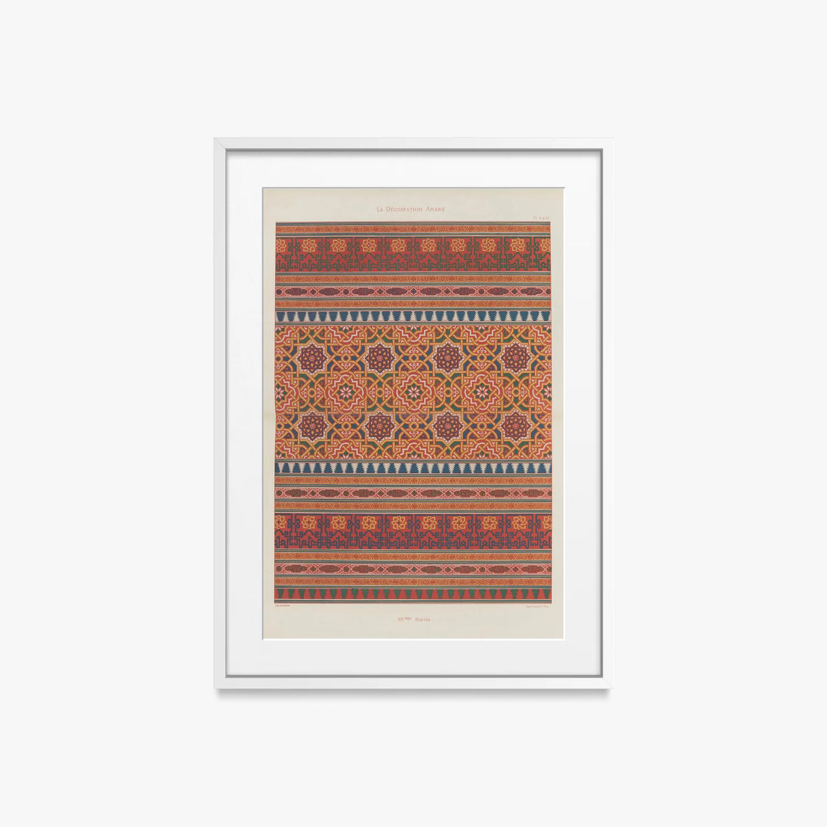 Decorazione Araba, Tav. 6 - Marpon et Flammarion, opera di Marpon et Flammarion (Illustrazione), stampa con passepartout e cornice bianca, 50x70cm