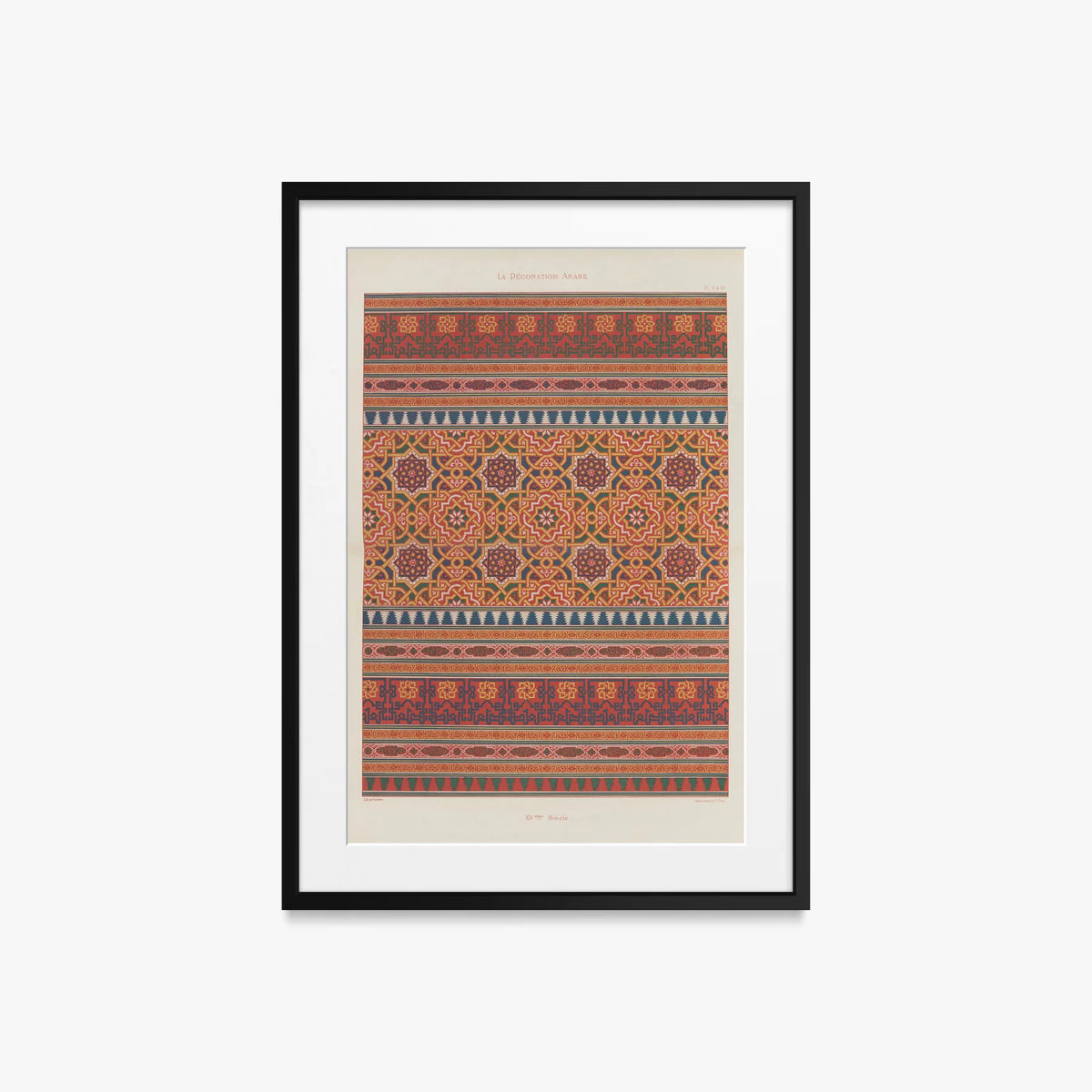 Decorazione Araba, Tav. 6 - Marpon et Flammarion, opera di Marpon et Flammarion (Illustrazione), stampa con passepartout e cornice nera, 50x70cm