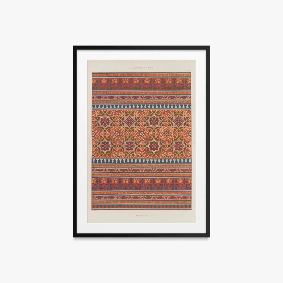 Decorazione Araba, Tav. 6 - Marpon et Flammarion, opera di Marpon et Flammarion (Illustrazione), stampa con passepartout e cornice nera, 60x85cm