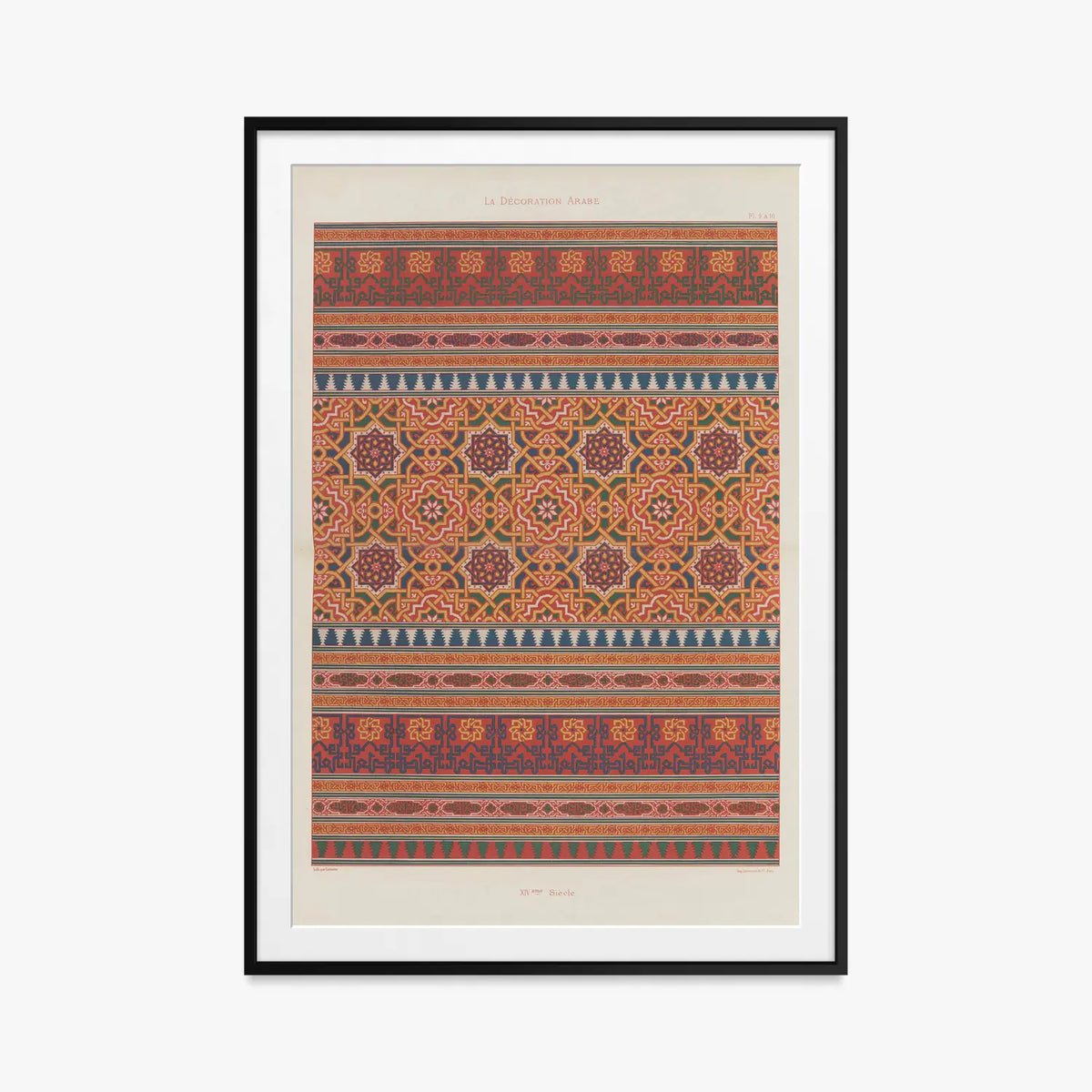Decorazione Araba, Tav. 6 - Marpon et Flammarion, opera di Marpon et Flammarion (Illustrazione), stampa con passepartout e cornice nera, 80x115cm