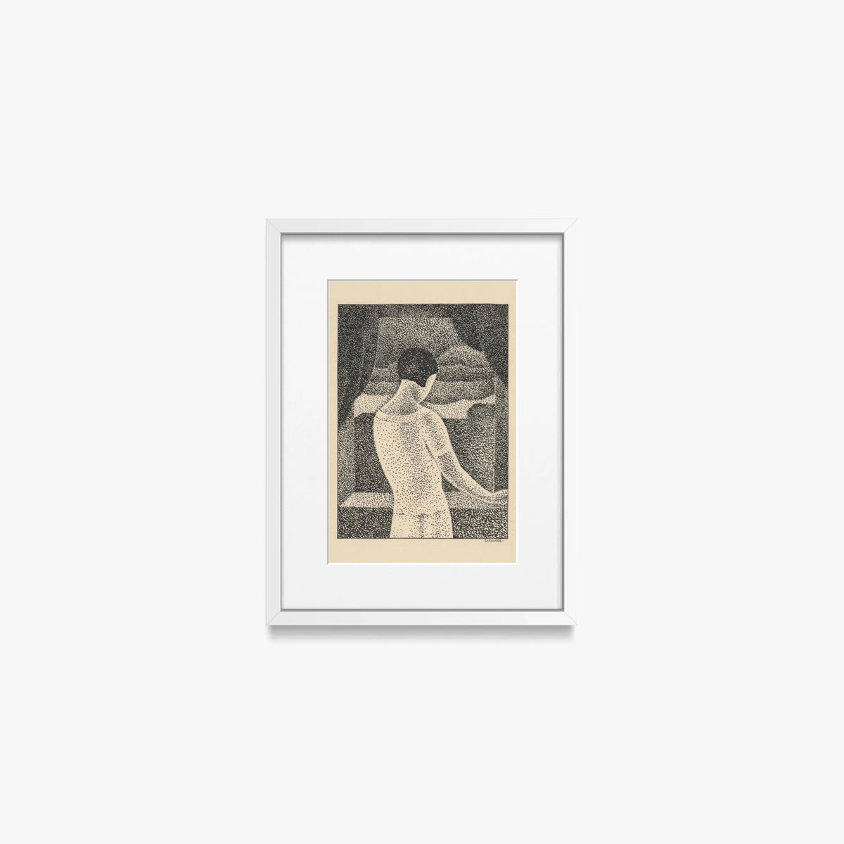 Donna alla Finestra - Mikuláš Galanda, opera di Mikuláš Galanda (Avanguardie), stampa con passepartout e cornice bianca, 30x40cm