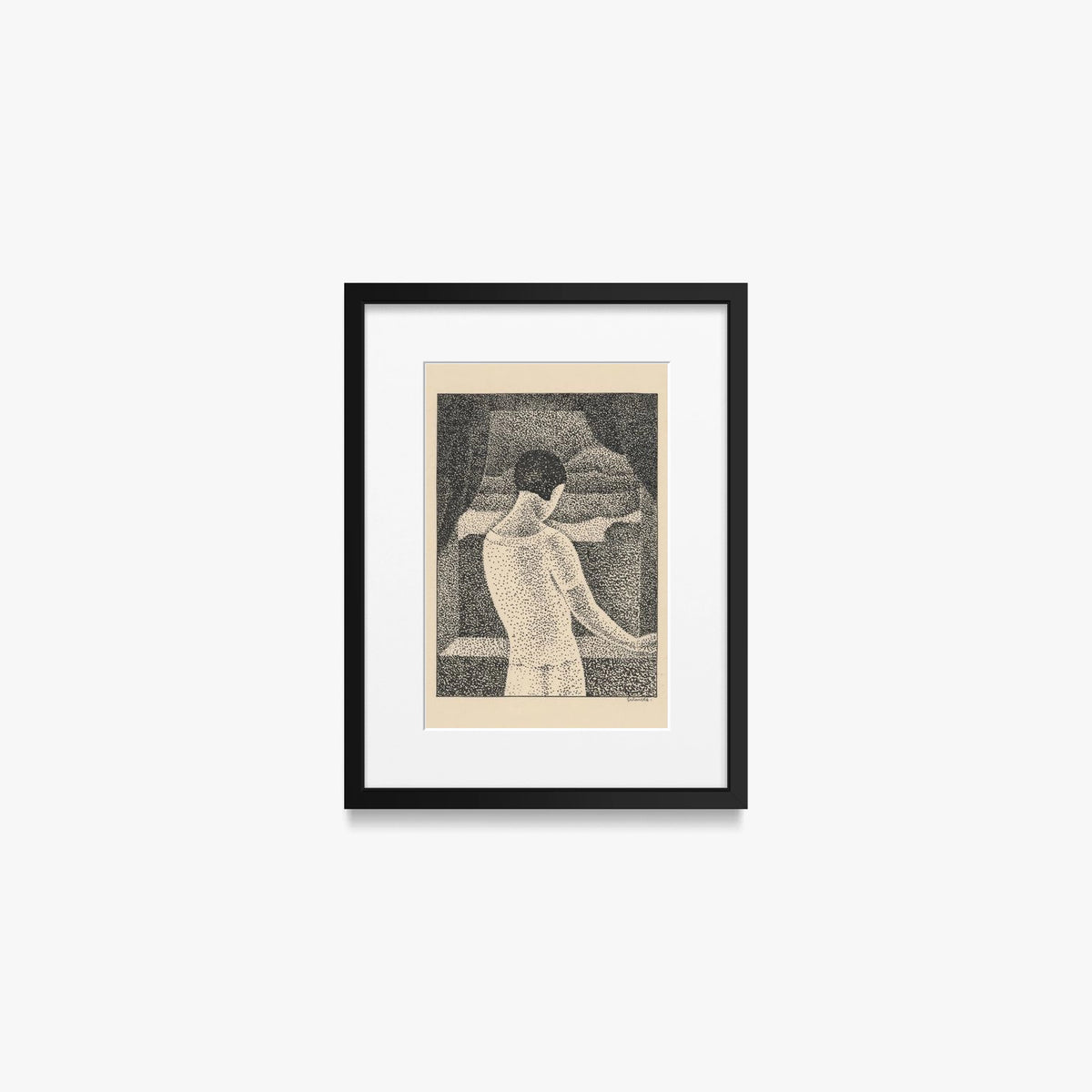 Donna alla Finestra - Mikuláš Galanda, opera di Mikuláš Galanda (Avanguardie), stampa con passepartout e cornice nera, 30x40cm