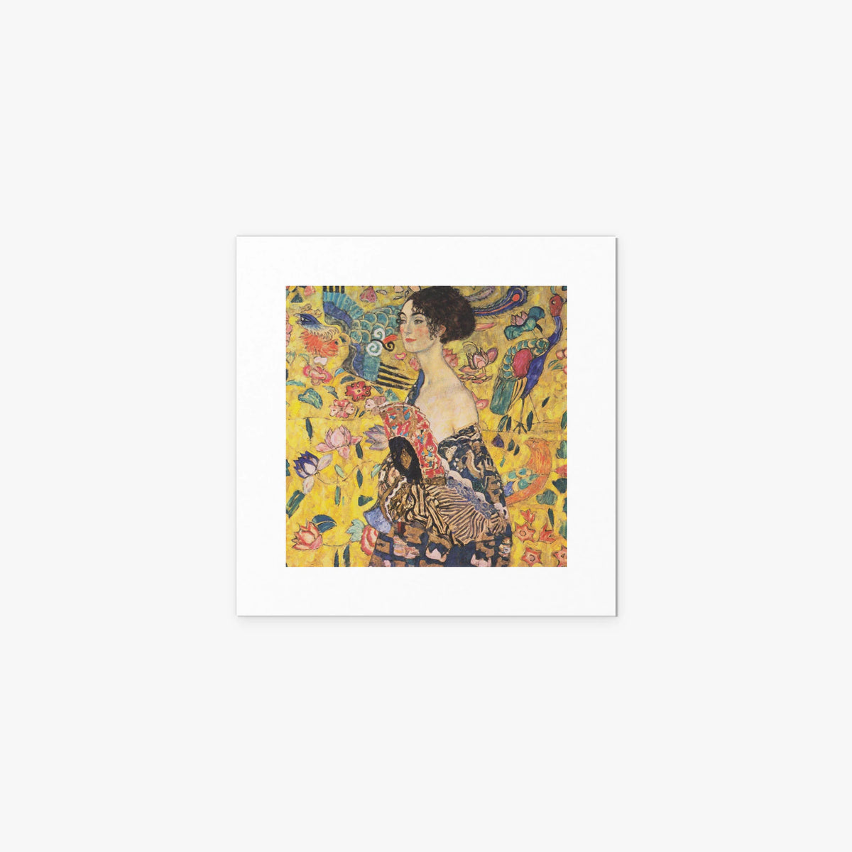 Donna con Ventaglio - Gustav Klimt, opera di Gustav Klimt (Secessione Viennese), stampa artistica su carta, 40x40cm