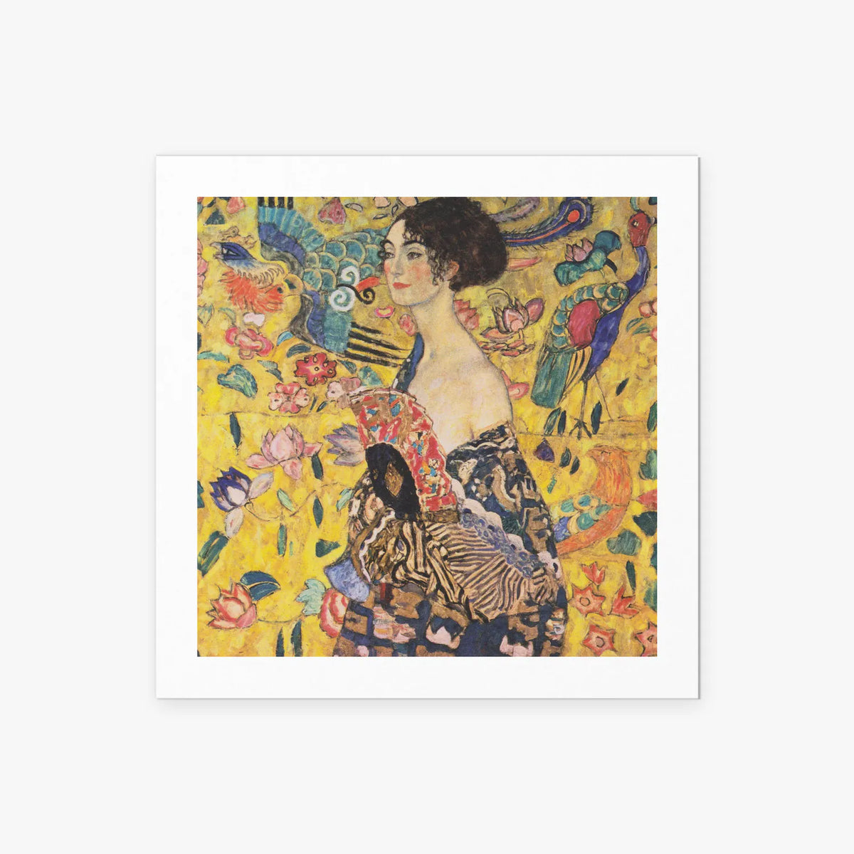 Donna con Ventaglio - Gustav Klimt, opera di Gustav Klimt (Secessione Viennese), stampa artistica su carta, 50x50cm