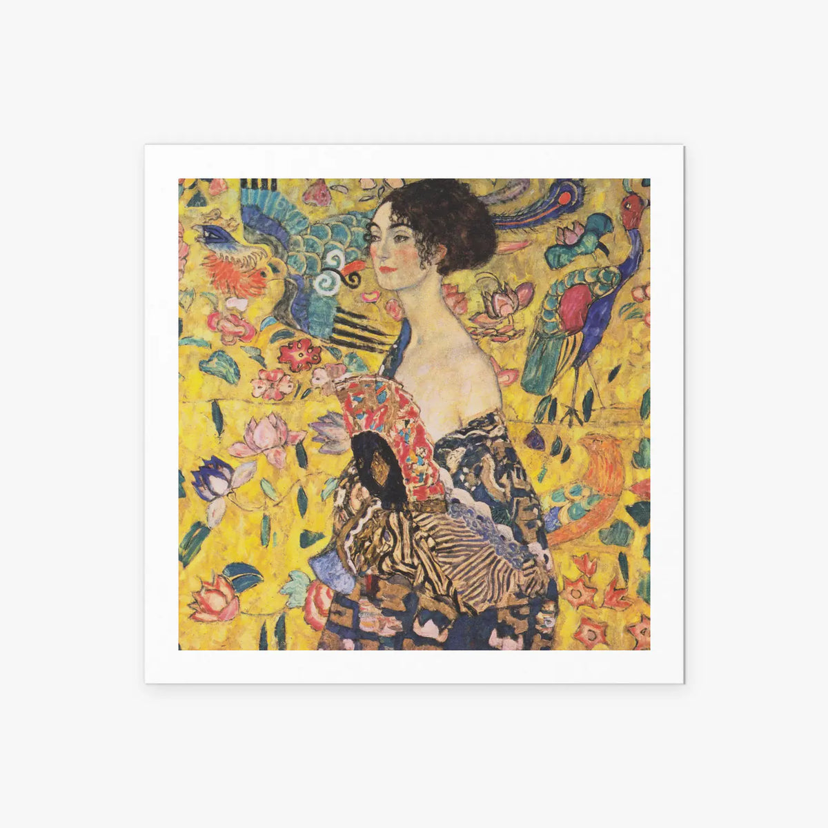 Donna con Ventaglio - Gustav Klimt, opera di Gustav Klimt (Secessione Viennese), stampa artistica su carta, 60x60cm
