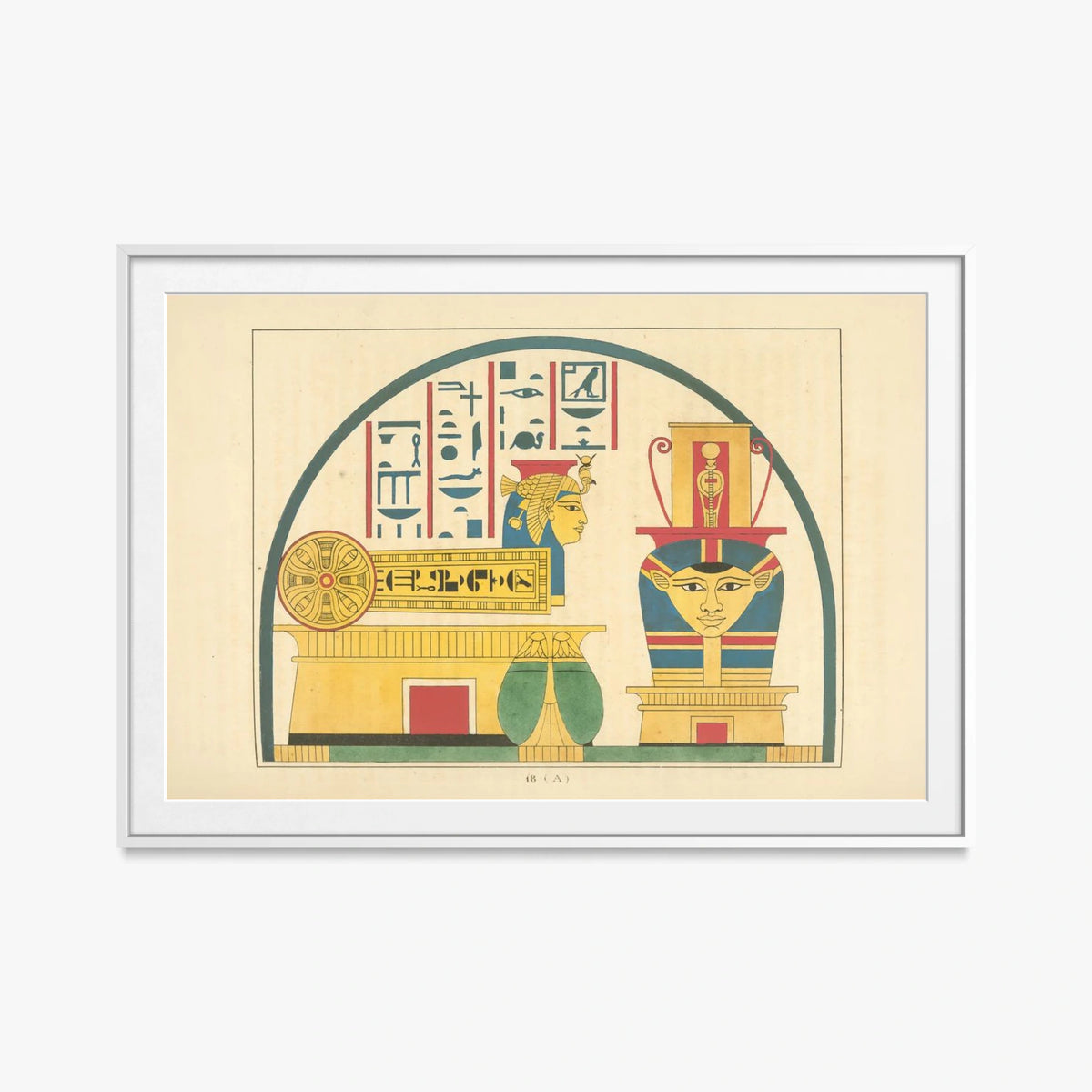 Emblemi di Hathor - Léon Jean Joseph Dubois, opera di Léon Jean Joseph Dubois (Egittologia), stampa con passepartout e cornice bianca, 115x80cm