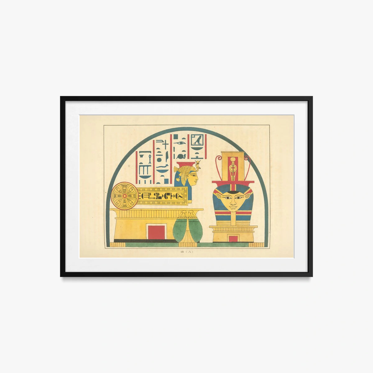 Emblemi di Hathor - Léon Jean Joseph Dubois, opera di Léon Jean Joseph Dubois (Egittologia), stampa con passepartout e cornice nera, 85x60cm