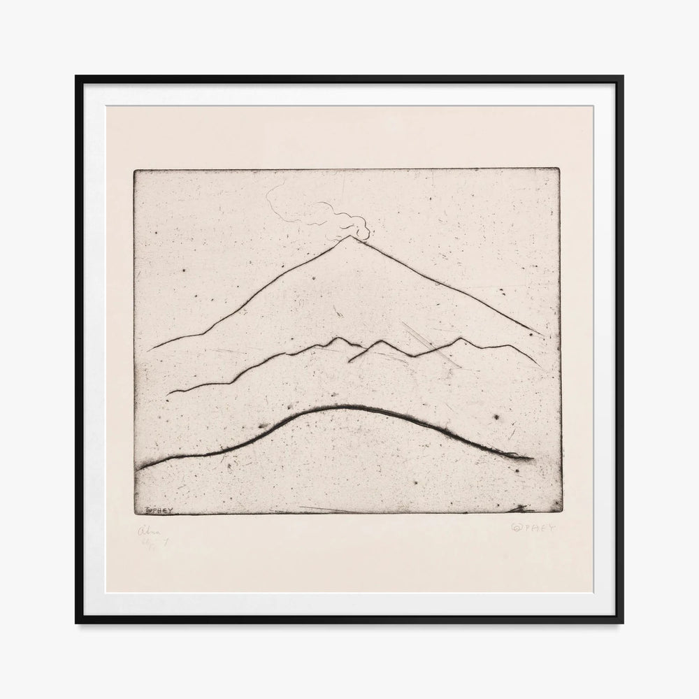 Etna - Walter Ophey, opera di Walter Ophey (Espressionismo), stampa con passepartout e cornice nera, 80x80cm