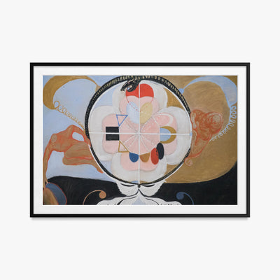 Evoluzione, n. 13, Gruppo VI - Hilma af Klint, opera di Hilma af Klint (Astrattismo), stampa con passepartout e cornice nera, 115x80cm