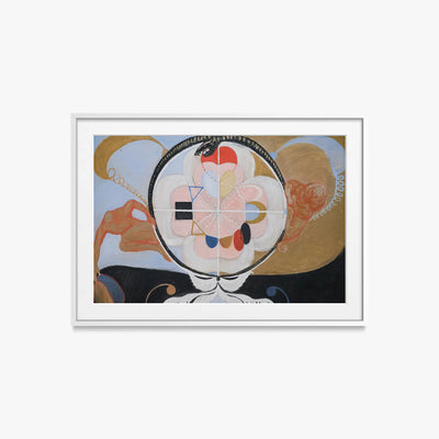 Evoluzione, n. 13, Gruppo VI - Hilma af Klint, opera di Hilma af Klint (Astrattismo), stampa con passepartout e cornice bianca, 85x60cm