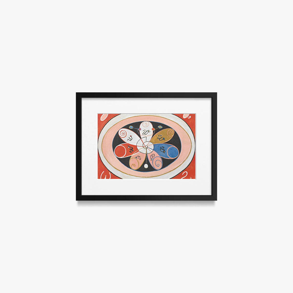 Evoluzione, n. 15, Gruppo VI - Hilma af Klint, opera di Hilma af Klint (Astrattismo), stampa con passepartout e cornice nera, 40x30cm