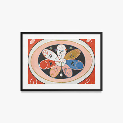 Evoluzione, n. 15, Gruppo VI - Hilma af Klint, opera di Hilma af Klint (Astrattismo), stampa con passepartout e cornice nera, 70x50cm