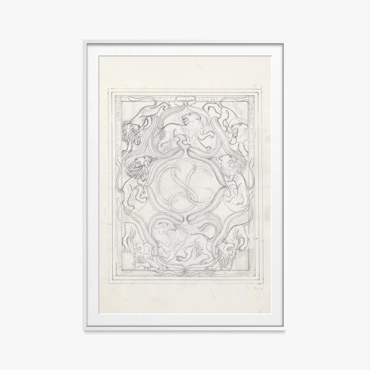 Ex Libris per il Figlio - Carel Adolph Lion Cachet, opera di Carel Adolph Lion Cachet (Art Nouveau), stampa con passepartout e cornice bianca, 80x115cm