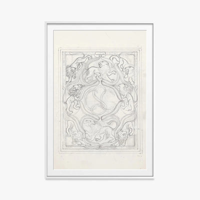 Ex Libris per il Figlio - Carel Adolph Lion Cachet, opera di Carel Adolph Lion Cachet (Art Nouveau), stampa con passepartout e cornice bianca, 80x115cm
