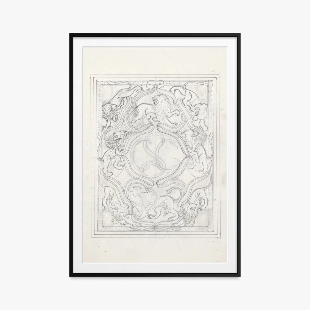 Ex Libris per il Figlio - Carel Adolph Lion Cachet, opera di Carel Adolph Lion Cachet (Art Nouveau), stampa con passepartout e cornice nera, 80x115cm
