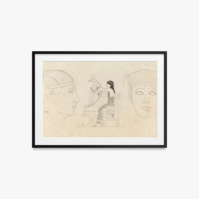 Figura Femminile Egizia - Thomas Baxter, opera di Thomas Baxter (Egittologia), stampa con passepartout e cornice nera, 85x60cm