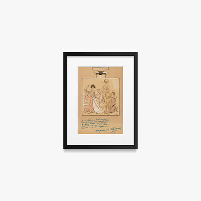 Flacone di Profumo, Coco Chanel - Sem, opera di Sem (Georges Goursat) (Illustrazione), stampa con passepartout e cornice nera, 30x40cm