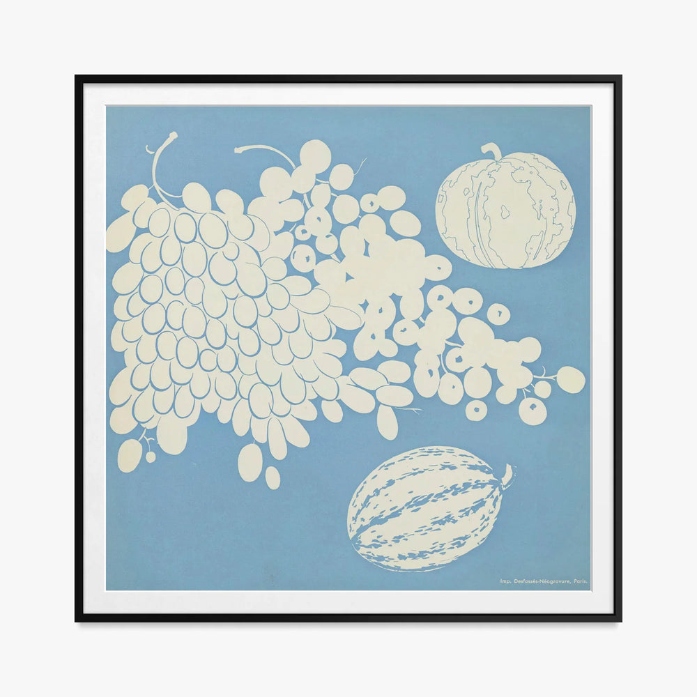 Frutti, Tav. 14 - Elena Pavlovna Gertik, opera di Elena Pavlovna Gertik (Illustrazione), stampa con passepartout e cornice nera, 80x80cm