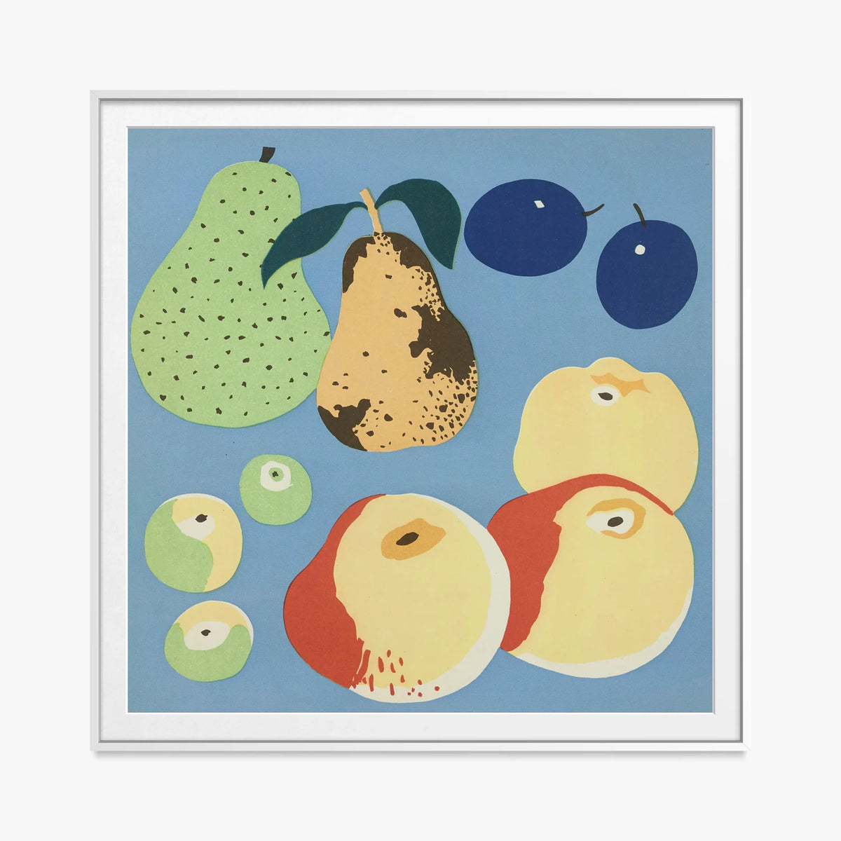 Frutti, Tav. 5 - Elena Pavlovna Gertik, opera di Elena Pavlovna Gertik (Illustrazione), stampa con passepartout e cornice bianca, 80x80cm