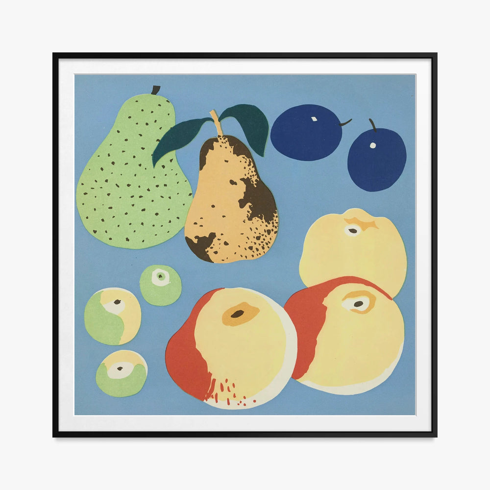 Frutti, Tav. 5 - Elena Pavlovna Gertik, opera di Elena Pavlovna Gertik (Illustrazione), stampa con passepartout e cornice nera, 80x80cm