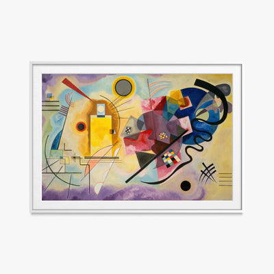 Giallo-Rosso-Blu - Wassily Kandinsky, opera di Wassily Kandinsky (Astrattismo), stampa con passepartout e cornice bianca, 115x80cm