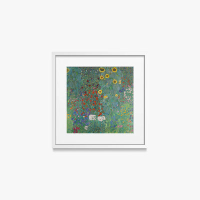 Giardino con Girasoli - Gustav Klimt, opera di Gustav Klimt (Secessione Viennese), stampa con passepartout e cornice bianca, 40x40cm