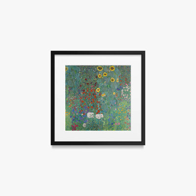 Giardino con Girasoli - Gustav Klimt, opera di Gustav Klimt (Secessione Viennese), stampa con passepartout e cornice nera, 40x40cm