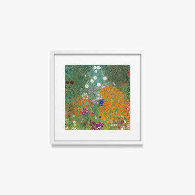 Giardino di Campagna - Gustav Klimt, opera di Gustav Klimt (Secessione Viennese), stampa con passepartout e cornice bianca, 40x40cm