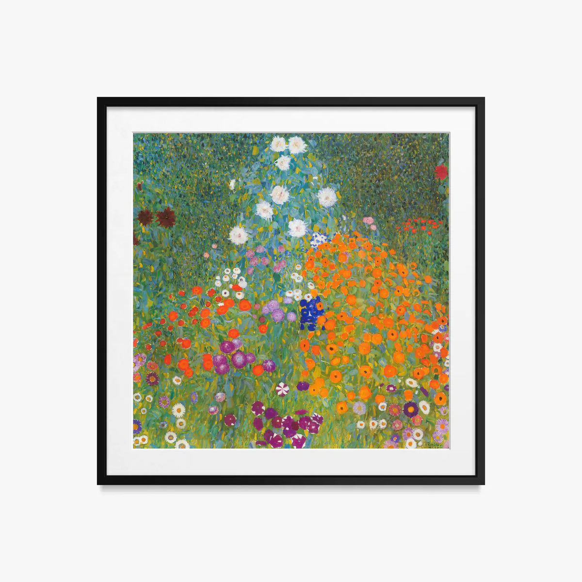 Giardino di Campagna - Gustav Klimt, opera di Gustav Klimt (Secessione Viennese), stampa con passepartout e cornice nera, 50x50cm