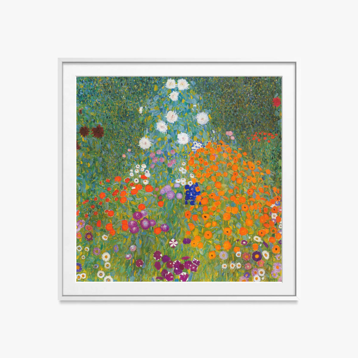 Giardino di Campagna - Gustav Klimt, opera di Gustav Klimt (Secessione Viennese), stampa con passepartout e cornice bianca, 60x60cm