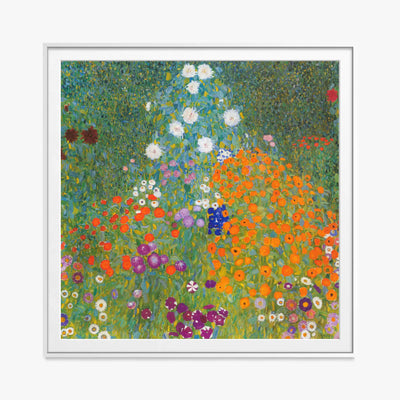 Giardino di Campagna - Gustav Klimt, opera di Gustav Klimt (Secessione Viennese), stampa con passepartout e cornice bianca, 80x80cm