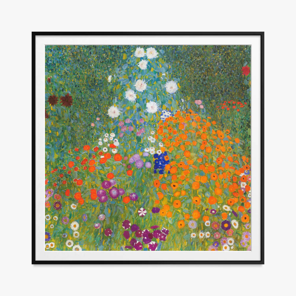 Giardino di Campagna - Gustav Klimt, opera di Gustav Klimt (Secessione Viennese), stampa con passepartout e cornice nera, 80x80cm
