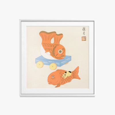 Giocattoli Popolari Giapponesi, Tav. 9 - Yamashita Hakuba, opera di Yamashita Hakuba (Ukiyo-e), stampa con passepartout e cornice bianca, 50x50cm
