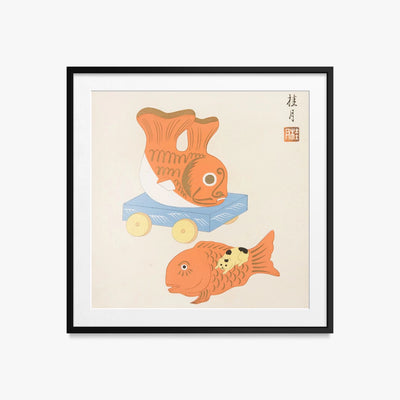 Giocattoli Popolari Giapponesi, Tav. 9 - Yamashita Hakuba, opera di Yamashita Hakuba (Ukiyo-e), stampa con passepartout e cornice nera, 50x50cm