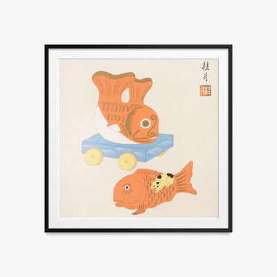 Giocattoli Popolari Giapponesi, Tav. 9 - Yamashita Hakuba, opera di Yamashita Hakuba (Ukiyo-e), stampa con passepartout e cornice nera, 60x60cm