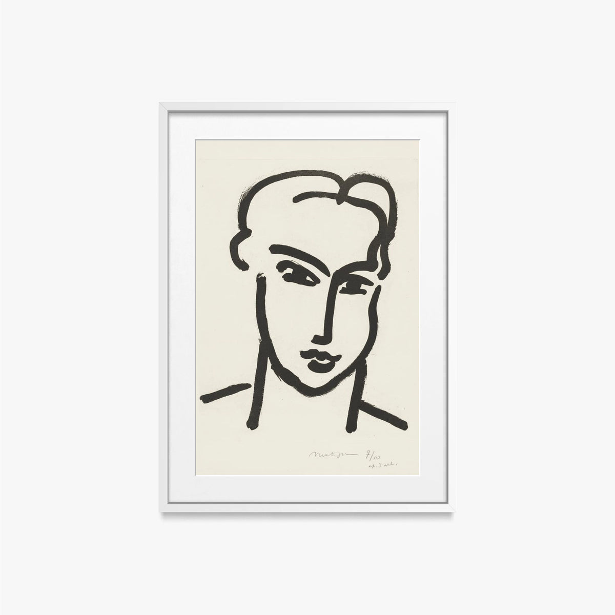 Grande Testa di Katia - Henri Matisse, opera di Henri Matisse (Art Déco), stampa con passepartout e cornice bianca, 50x70cm
