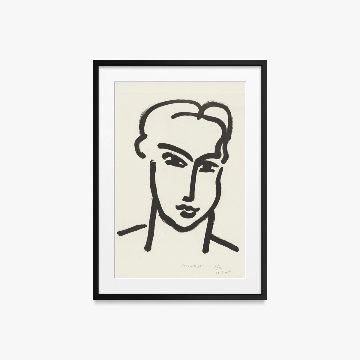 Grande Testa di Katia - Henri Matisse, opera di Henri Matisse (Art Déco), stampa con passepartout e cornice nera, 50x70cm